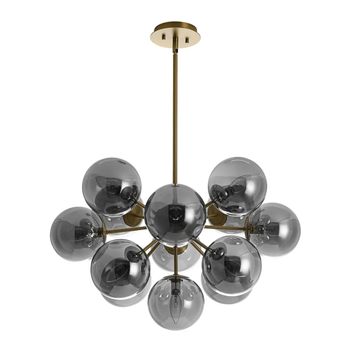 Glam Dark Pearl Sputnik Smoked Glass Bubble Chandelier Light Fixture