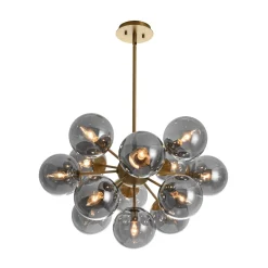 Glam Dark Pearl Sputnik Smoked Glass Bubble Chandelier Light Fixture