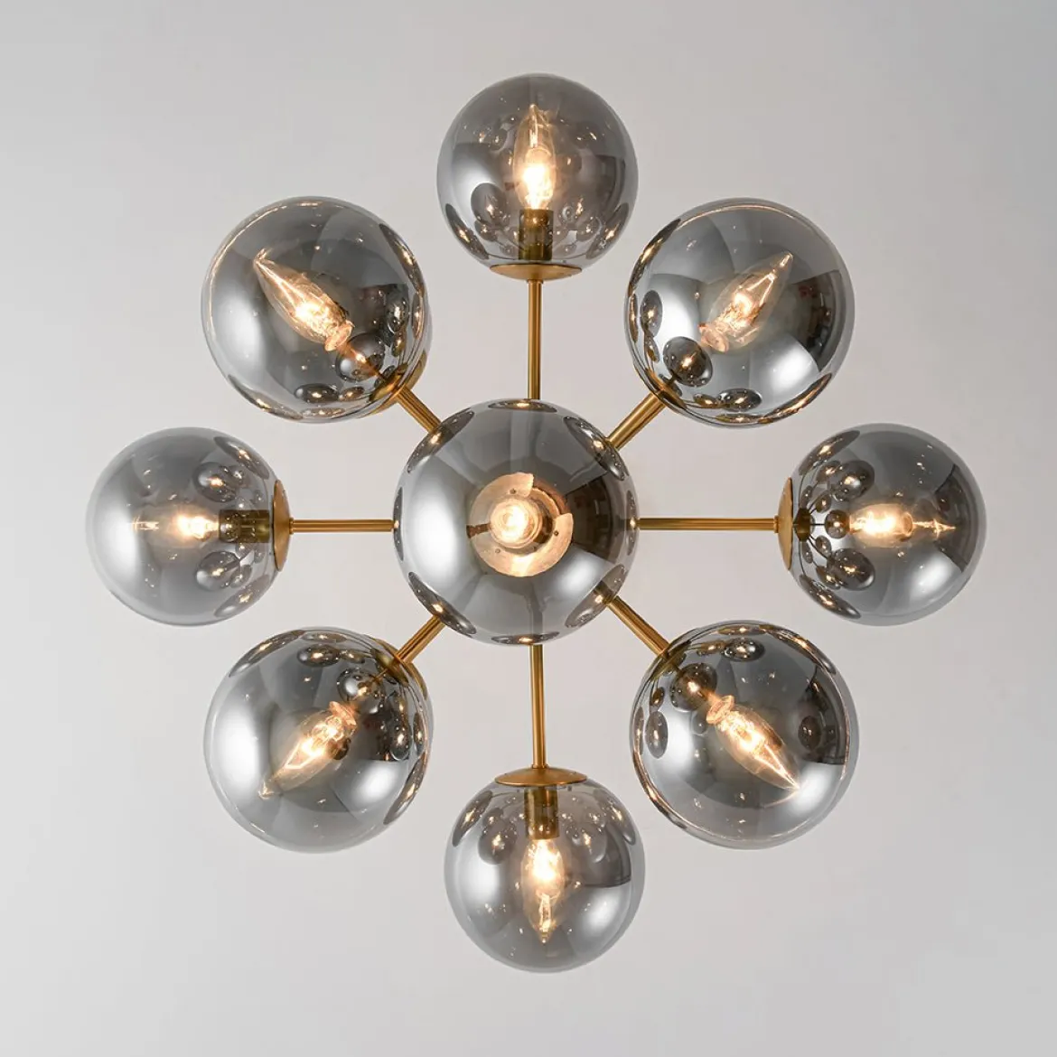 Glam Dark Pearl Sputnik Smoked Glass Bubble Chandelier Light Fixture