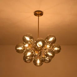 Glam Dark Pearl Sputnik Smoked Glass Bubble Chandelier Light Fixture