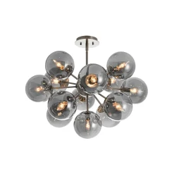 Glam Dark Pearl Sputnik Smoked Glass Bubble Chandelier Light Fixture