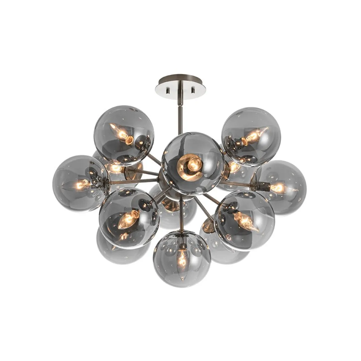 Glam Dark Pearl Sputnik Smoked Glass Bubble Chandelier Light Fixture