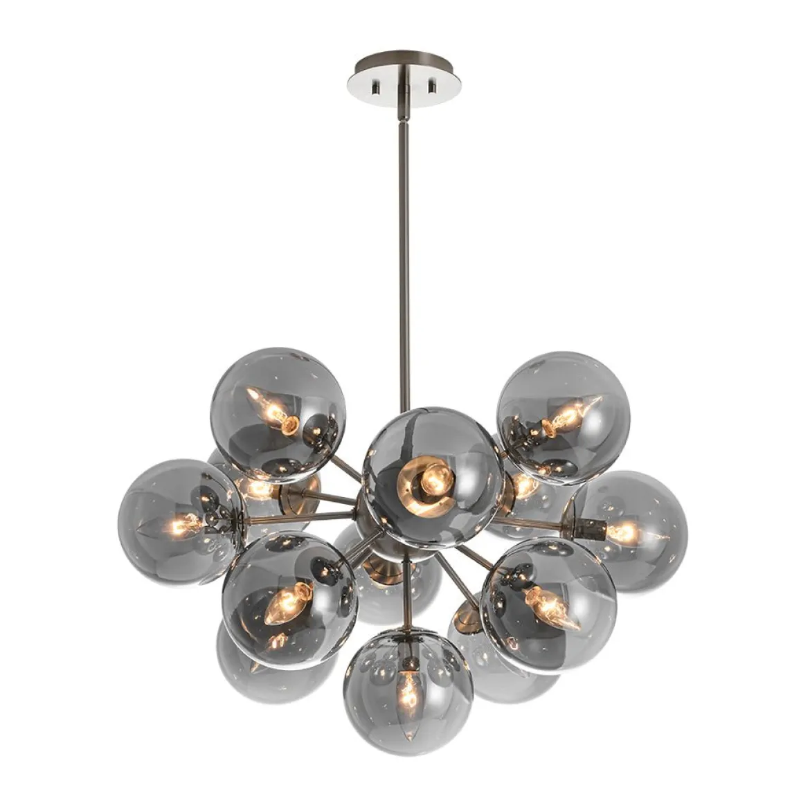 Glam Dark Pearl Sputnik Smoked Glass Bubble Chandelier Light Fixture