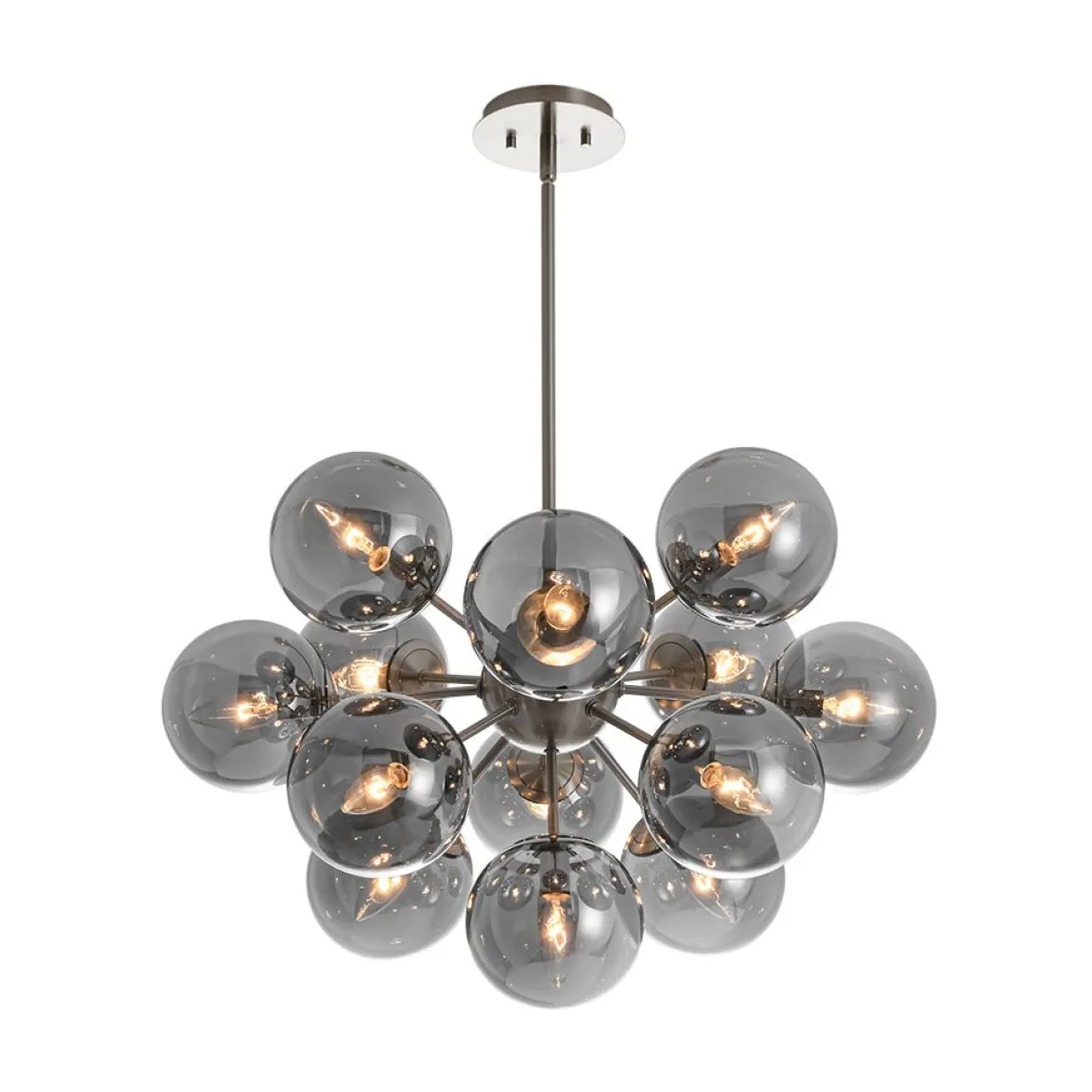 Glam Dark Pearl Sputnik Smoked Glass Bubble Chandelier Light Fixture