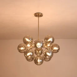 Glam Dark Pearl Sputnik Smoked Glass Bubble Chandelier Light Fixture
