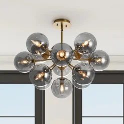 Glam Dark Pearl Sputnik Smoked Glass Bubble Chandelier Light Fixture