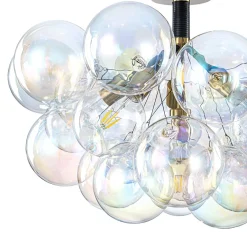 Glam Iridescent Glass Cluster Bubble Semi Flush Chandelier