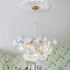 Glam Iridescent Glass Globe Cluster Bubble Chandelier