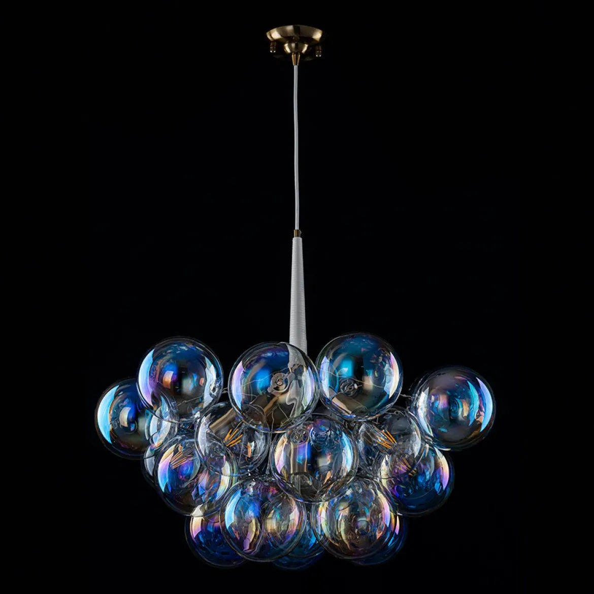 Glam Iridescent Glass Globe Cluster Bubble Chandelier