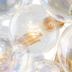 Glam Iridescent Glass Globe Cluster Bubble Chandelier