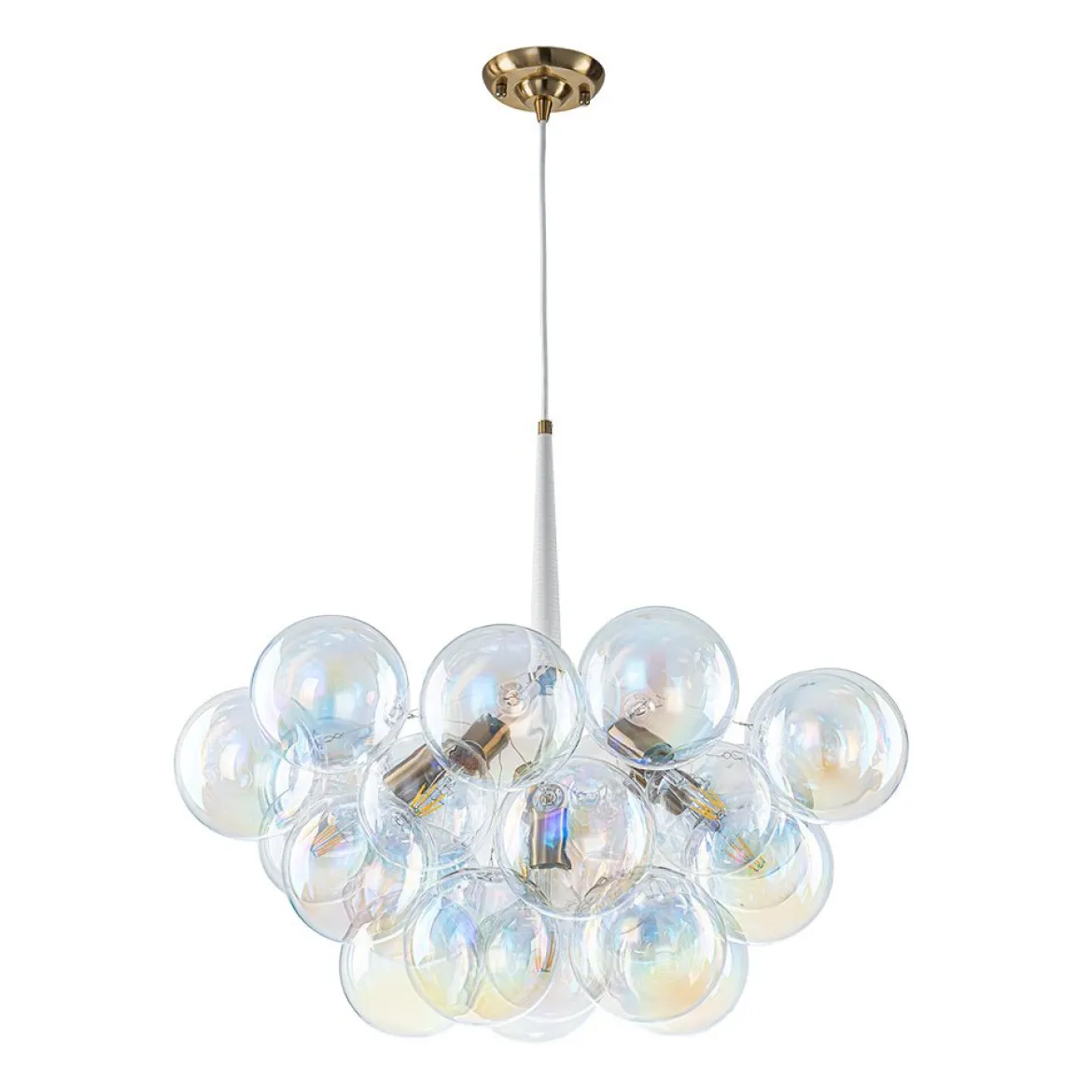 Glam Iridescent Glass Globe Cluster Bubble Chandelier