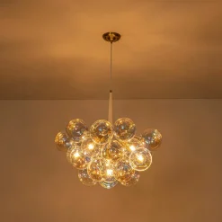 Glam Iridescent Glass Globe Cluster Bubble Chandelier