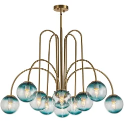 Glam 10-Light Blue Glass Globe Bubble Chandelier