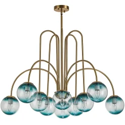 Glam 10-Light Blue Glass Globe Bubble Chandelier