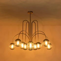 Glam 10-Light Blue Glass Globe Bubble Chandelier