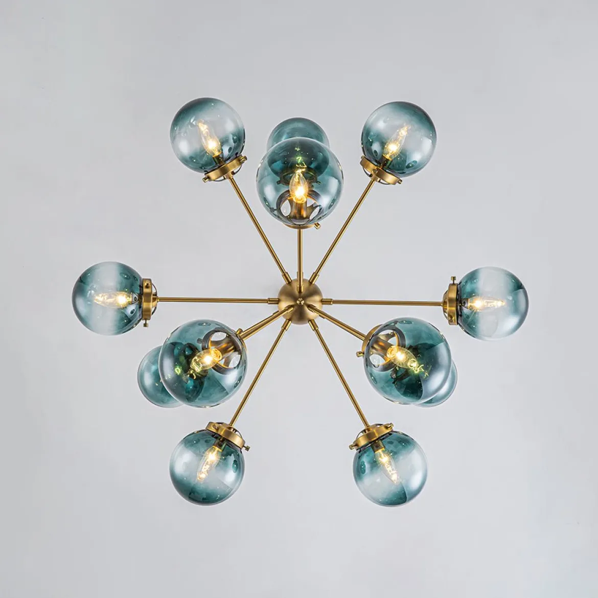 Glam 12-light Blue Glass Globe Sputnik Bubble Chandelier
