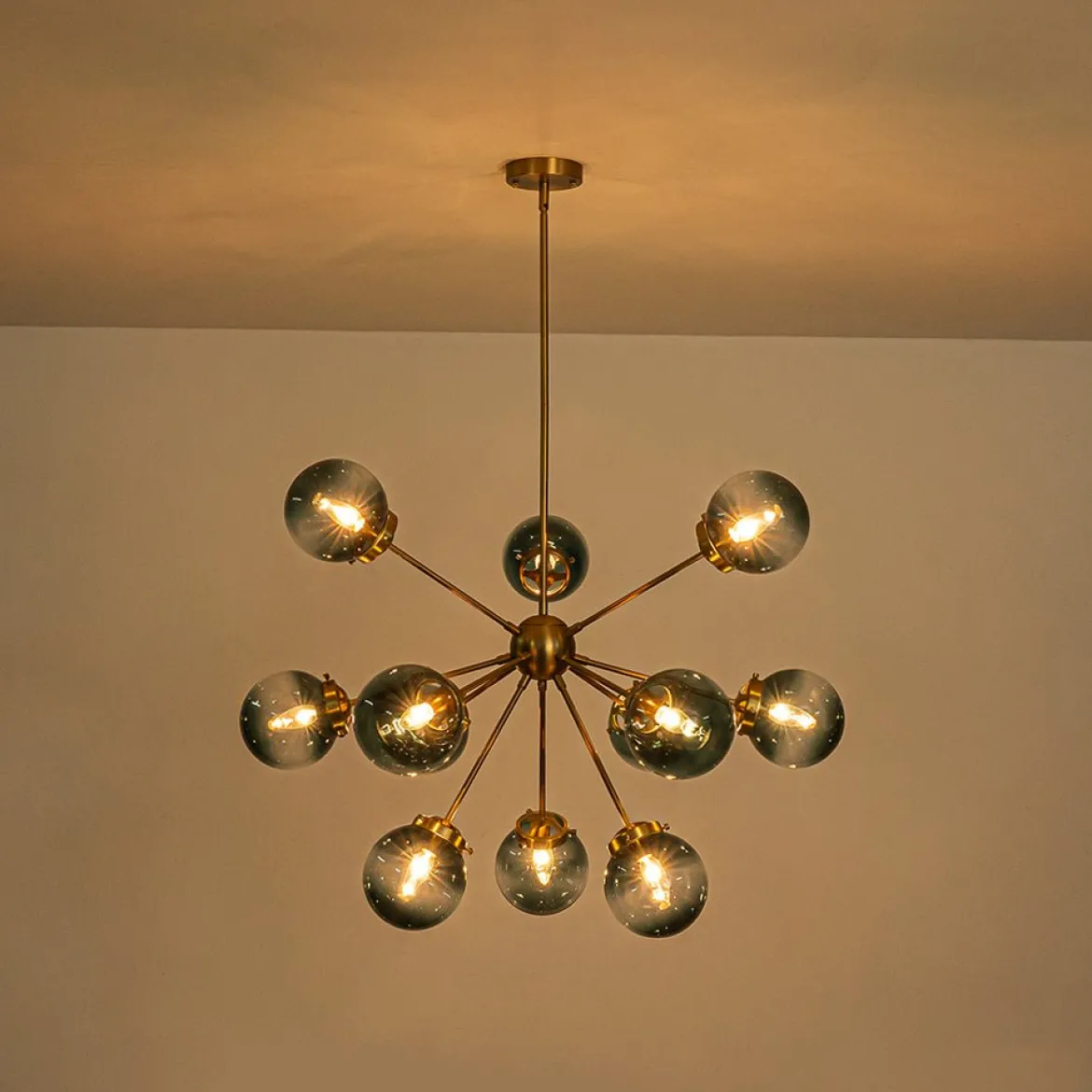 Glam 12-light Blue Glass Globe Sputnik Bubble Chandelier
