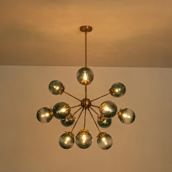 Glam 12-light Blue Glass Globe Sputnik Bubble Chandelier