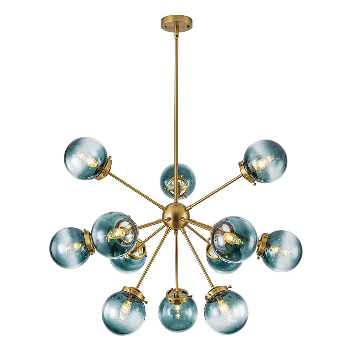 Glam 12-light Blue Glass Globe Sputnik Bubble Chandelier