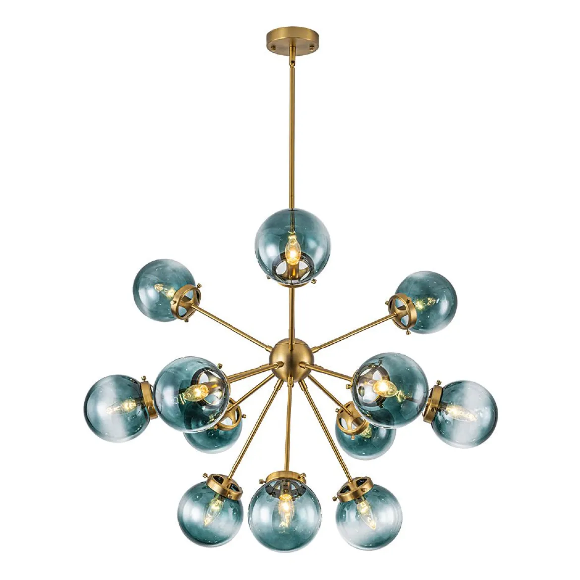 Glam 12-light Blue Glass Globe Sputnik Bubble Chandelier