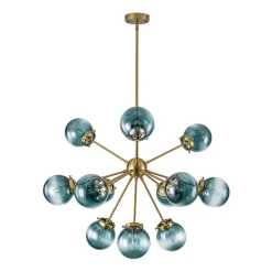 Glam 12-light Blue Glass Globe Sputnik Bubble Chandelier
