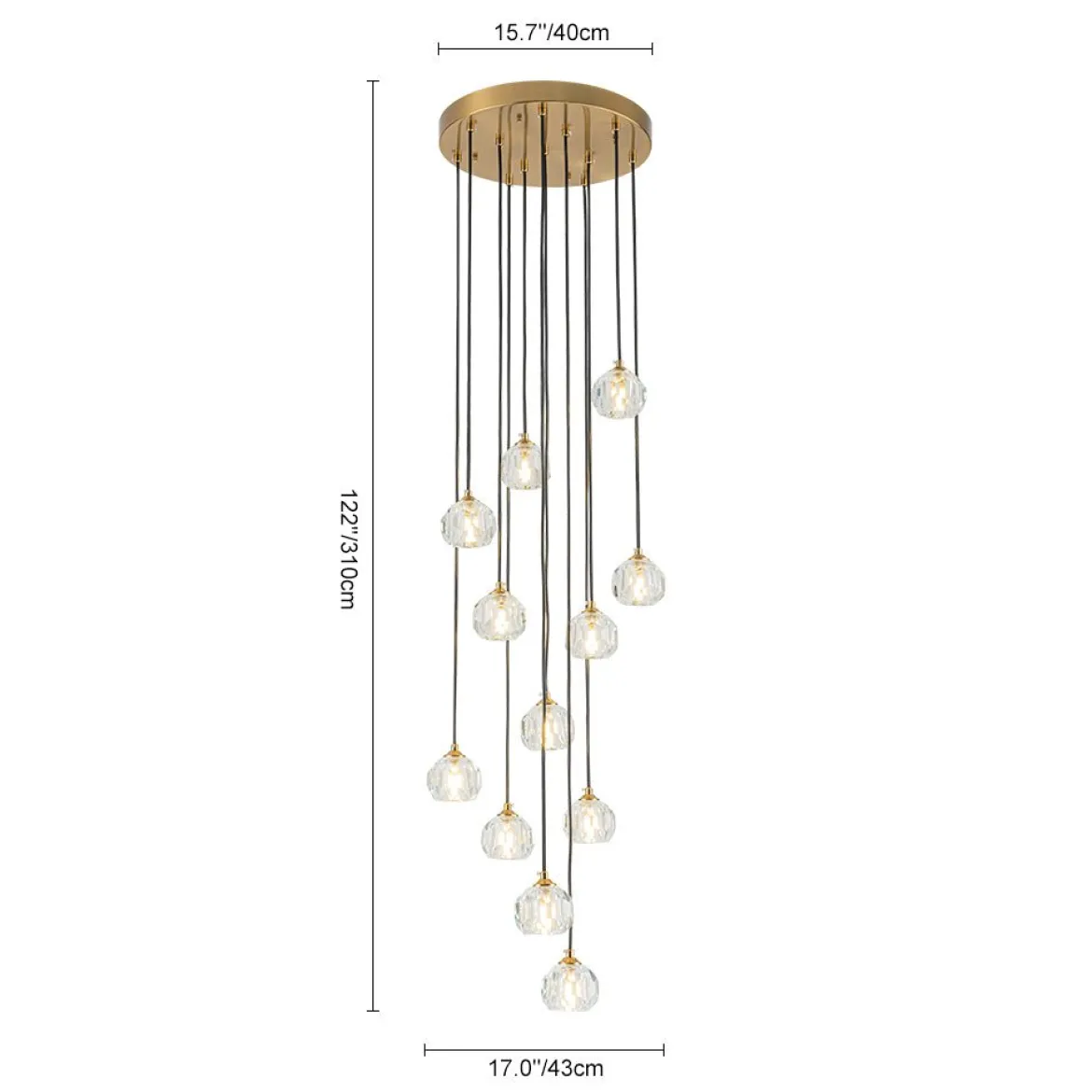 Glam 12-Light Cluster Cutting Crystal Pendant Chandelier