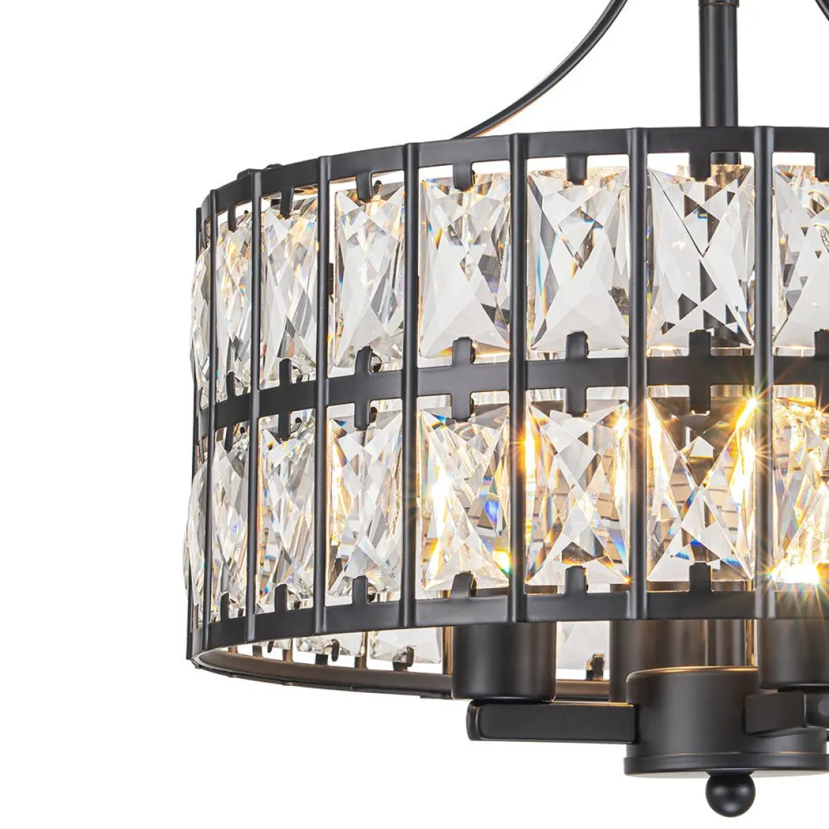 Glam 4-Light Drum Crystal Ceiling Light