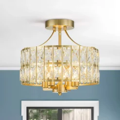 Glam 4-Light Drum Crystal Ceiling Light