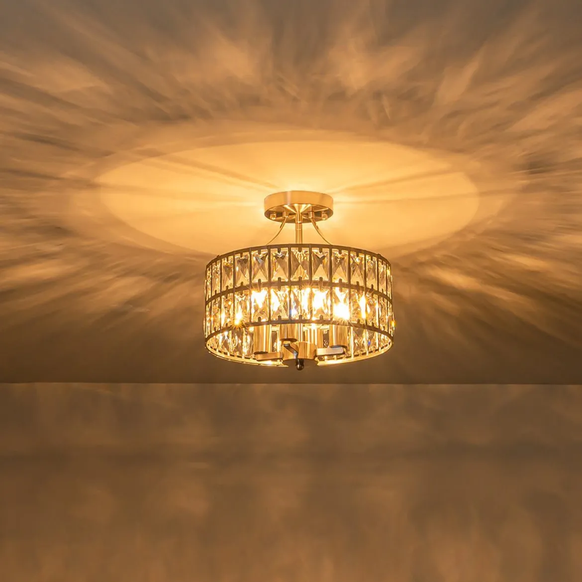 Glam 4-Light Drum Crystal Ceiling Light