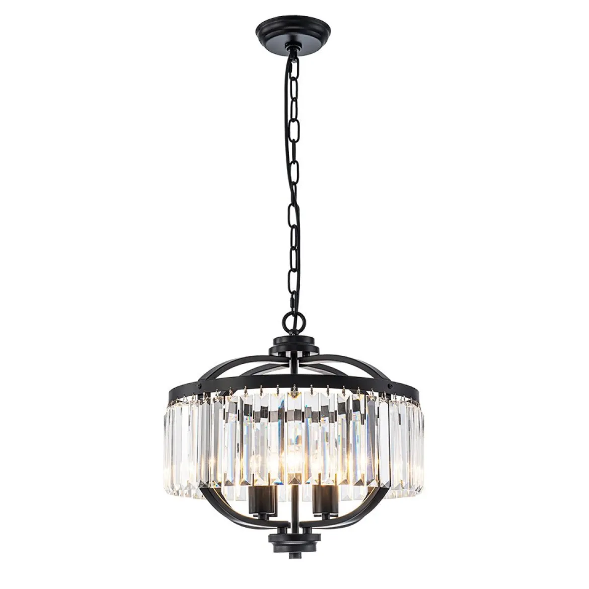 Glam 4-Light Faceted Crystal Round Cage Pendant