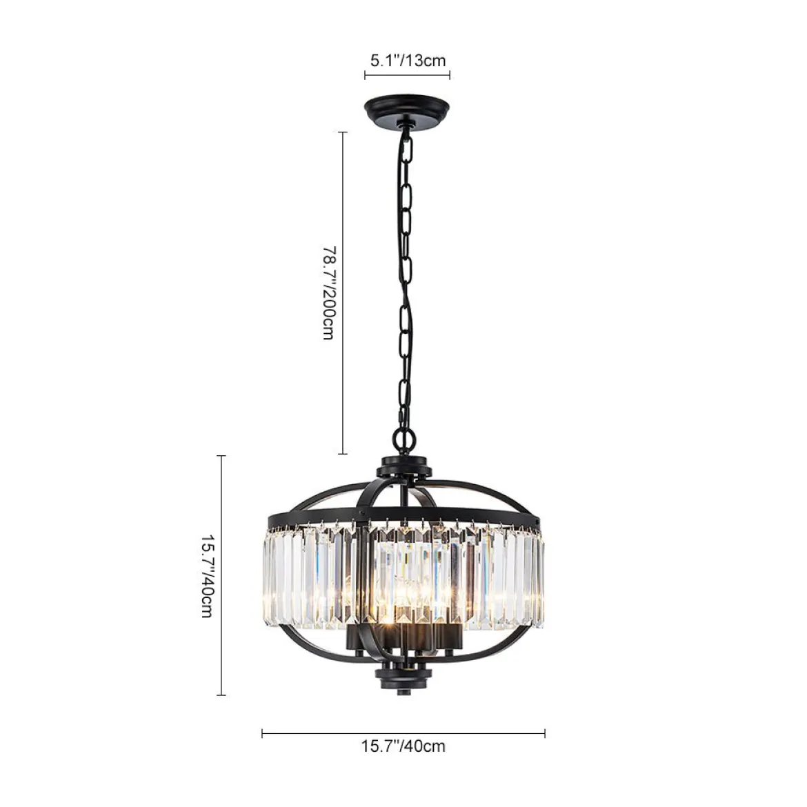 Glam 4-Light Faceted Crystal Round Cage Pendant