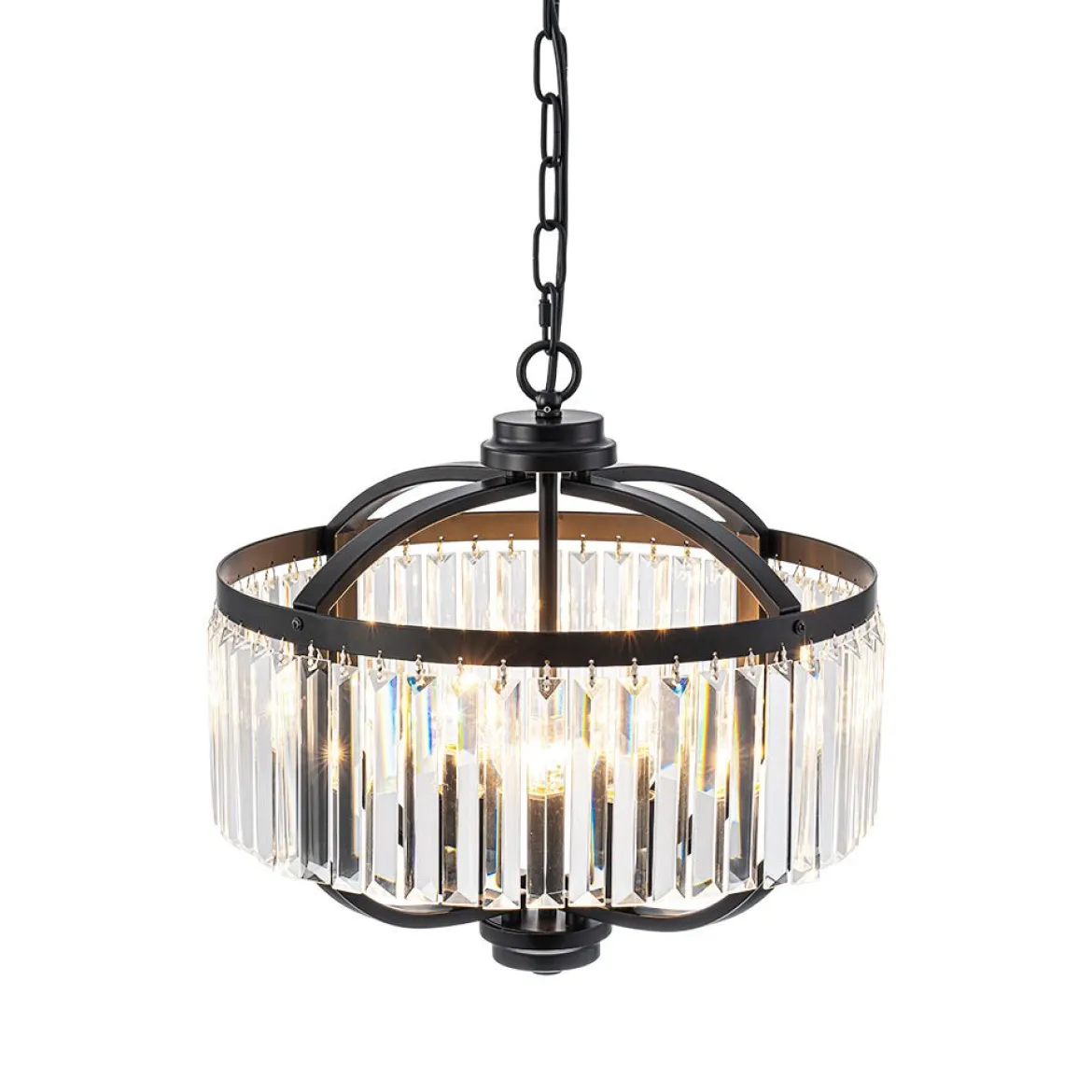 Glam 4-Light Faceted Crystal Round Cage Pendant