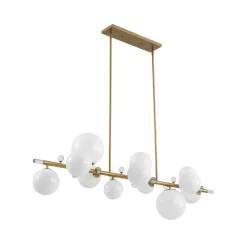 Glam 12-Light Shine Opal Glass Globe Linear Island Chandelier