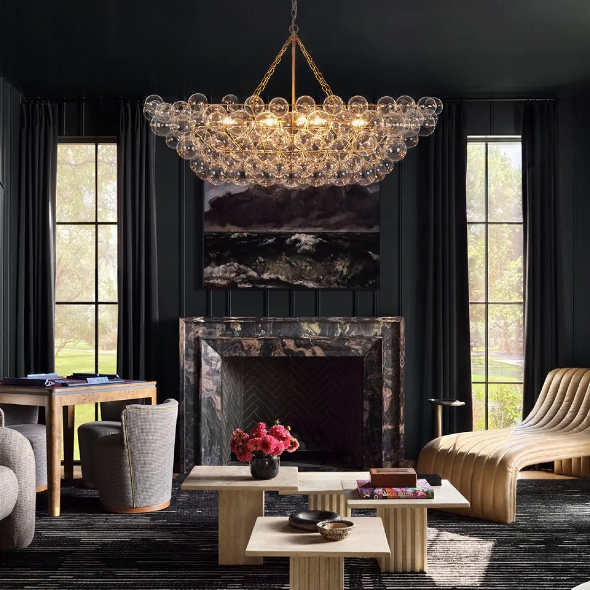 Glam 8-Light Tiered Clear Glass Bubble Island Chandelier
