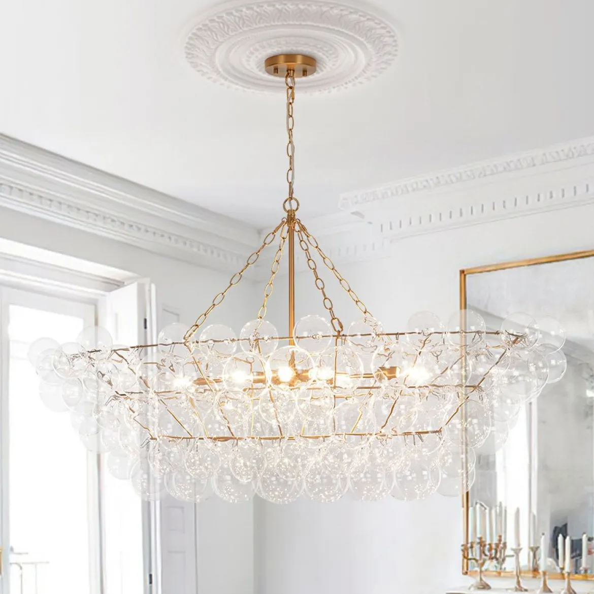 Glam 8-Light Tiered Clear Glass Bubble Island Chandelier