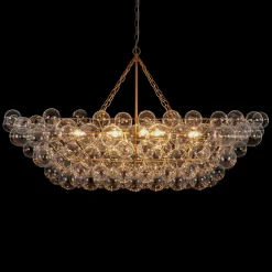 Glam 8-Light Tiered Clear Glass Bubble Island Chandelier
