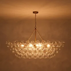 Glam 8-Light Tiered Clear Glass Bubble Island Chandelier