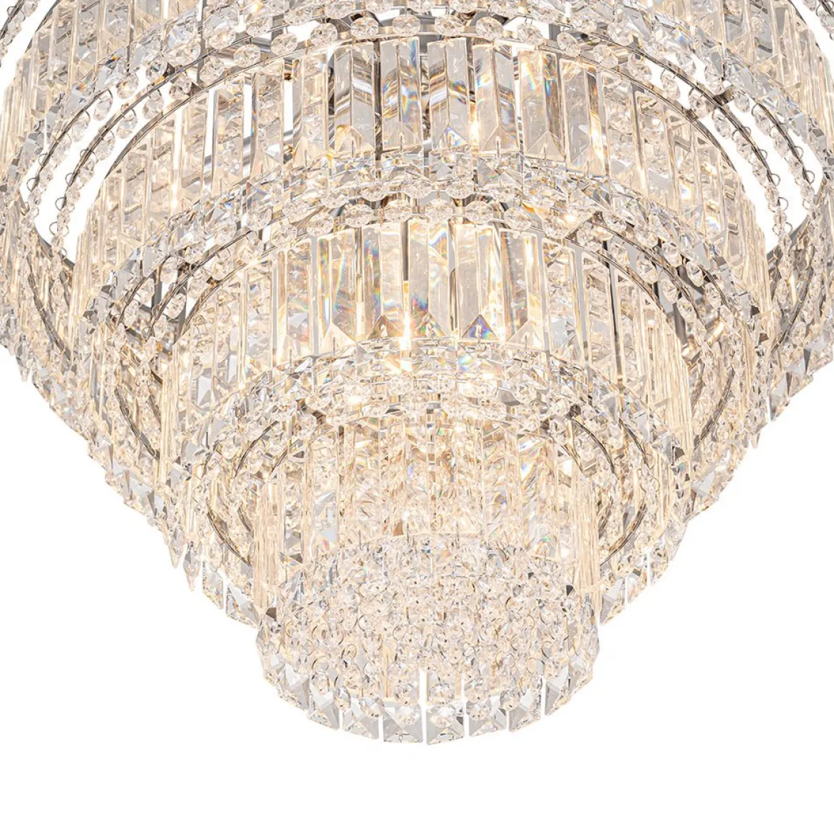 Glam Luxe Chrome 5-Tier Crystal Round Chandelier