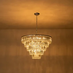 Glam Luxe Chrome 5-Tier Crystal Round Chandelier
