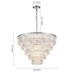 Glam Luxe Chrome 5-Tier Crystal Round Chandelier