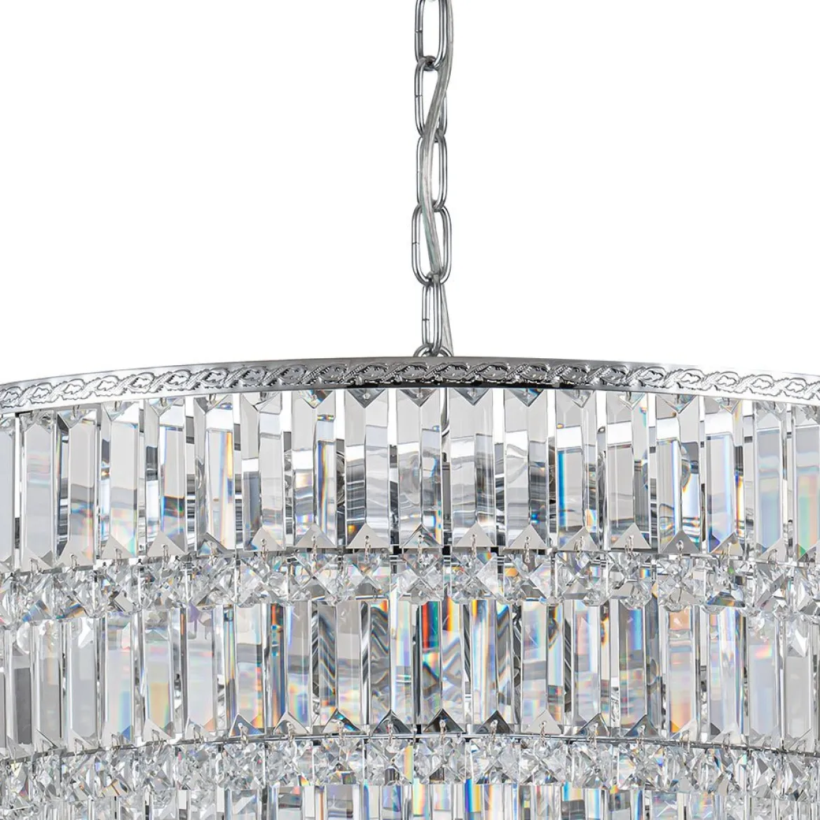 Glam Luxe Chrome 5-Tier Crystal Round Chandelier