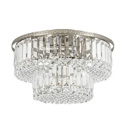 Glam Luxe 2-Tier Crystal Round Semi Flush Mount Light