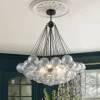 Glam Ribbed Glass Globe Textured Bubble Cluster Chandelier