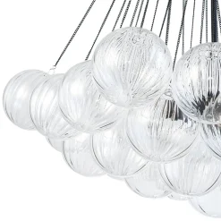 Glam Ribbed Glass Globe Textured Bubble Cluster Chandelier