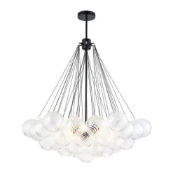 Glam Ribbed Glass Globe Textured Bubble Cluster Chandelier