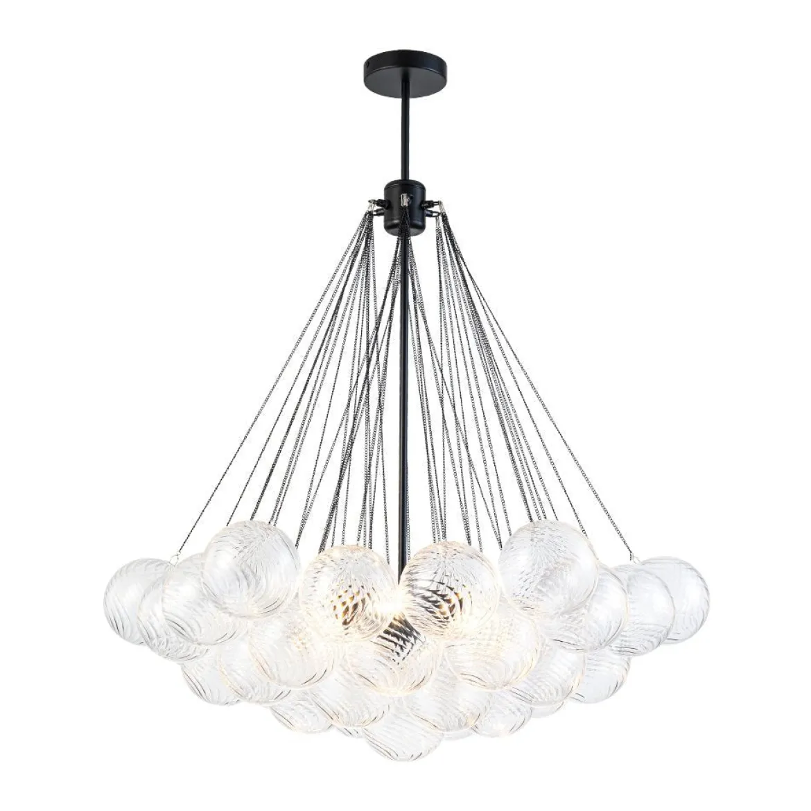 Glam Ribbed Glass Globe Textured Bubble Cluster Chandelier