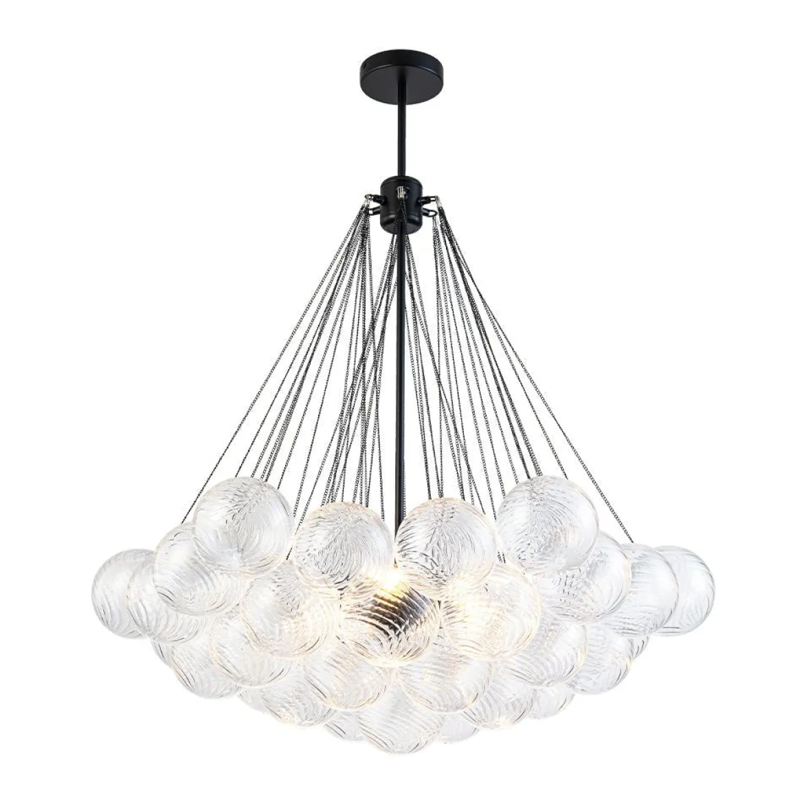 Glam Ribbed Glass Globe Textured Bubble Cluster Chandelier