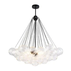 Glam Ribbed Glass Globe Textured Bubble Cluster Chandelier