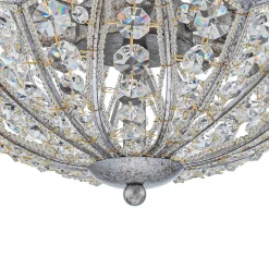Glam Shabby Chic Crystal Globe Chandelier Distressed Silver