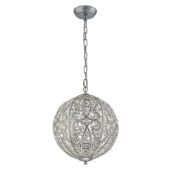 Glam Shabby Chic Crystal Globe Chandelier Distressed Silver
